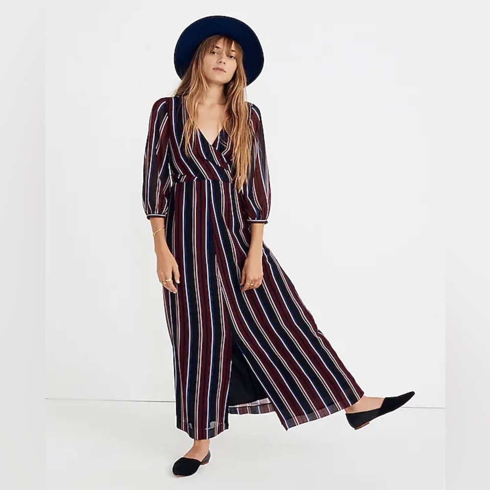 Madewell Wrap-Around Maxi Dress in Stockdale Stripe
